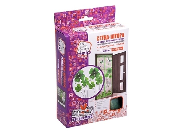 HELP Сетка-штора на дверь ПРОТИВОМОСКИТНАЯ с крепежной лентой 45*210 см 2шт. в уп. /20